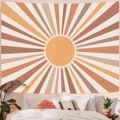 Aipon Vintage Sun Tapestry for Classroom Rainbow Boho 70s Sunshine Sunset Tapestries Wall Hanging Aesthetic Retro Tapestrys for Living Room Dorm (Retro, 36.00'' × 48.00'')