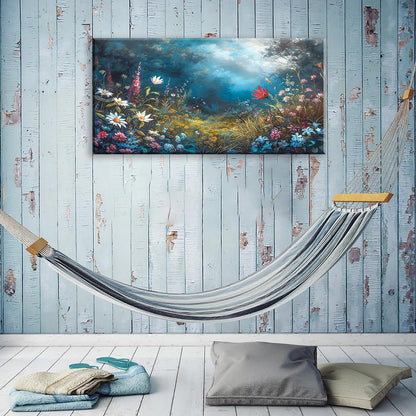 LASMOND Beautiful Colorful Grassland in Forest Landscape Wall Art Decor Artwork for Bedroom (30x60 Inches)