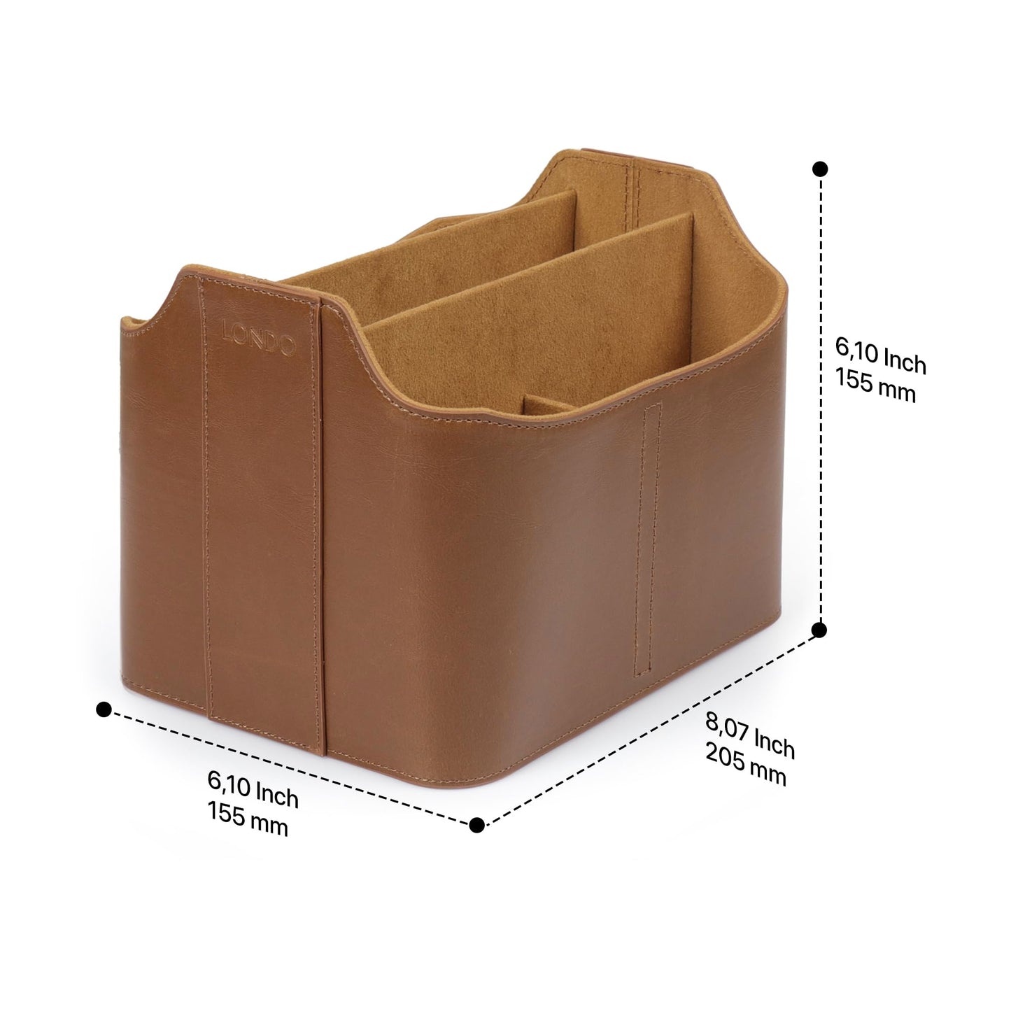Londo PU Vegan Leather Desk Organizer Cube with Tablet Slot, Nightstand Caddy & Couch Organizer — 4