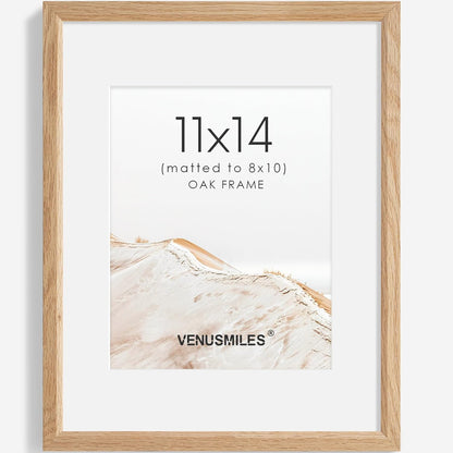 11x14 Picture Frame Natural Solid Oak Photo Frames with 8x10 Removable Mat Wall Hanging Large Handcrafted Frame with HD Plexiglass Wall and Tabletop Display Large Poster Frame