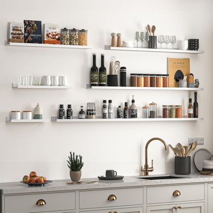 Heimlove Picture Ledge Shelf, Floating Shelves Set of 2, 36 Inches Picture Shelf for Wall with Ledge, Kids Bookshelf Wall Mounted for Living Room Bedroom Decor Books Photo Frames - White