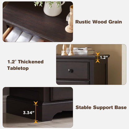 T4TREAM 7 Drawers Dresser Chests for Bedroom, Wood Vintage Chests of Drawers, Rustic Dressers Chset Organizer for Bedroom, Living Room, Hallway, Espresso