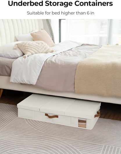 StorageWorks 2-Pack Large Under Bed Storage Bins with Lids, Underbed Storage Containers with Handles and Label Holder, Closet Organizer for Clothes, Blankets, Sweater