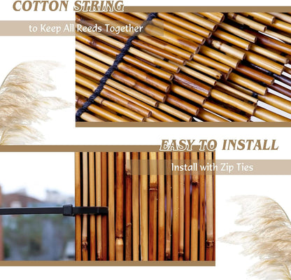 ZNCMRR Natural Bamboo Fencing 6 Feet High Privacy Fence Reed Fencing Rolls Screen Curtains for Balcony Patio Shades Garden Backyard Outdoor （Brown）