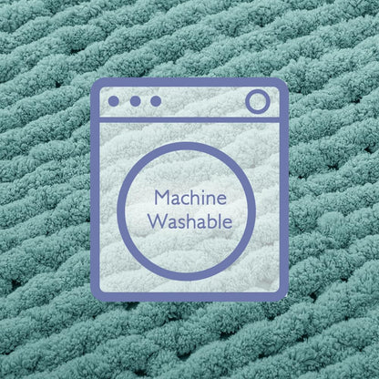 Bigacogo Chunky Knit Throw Blanket for Couch, 40x40 inches, 100% Hand Knitted with Thick Jumbo Chenille Yarn, Cozy Soft Large Rope Knot Cable Crochet Blankets for Sofa Bed Living Room, Light Teal