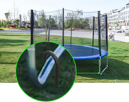 AAGUT 16 Inch 8 Pcs Rebar Trampoline Stakes 3/8" Extra Heavy Duty Metal Steel High Wind Ground Anchors Galvanized U Shaped Hook for Camping Tent Round Chisel Point End Black Powder Coated