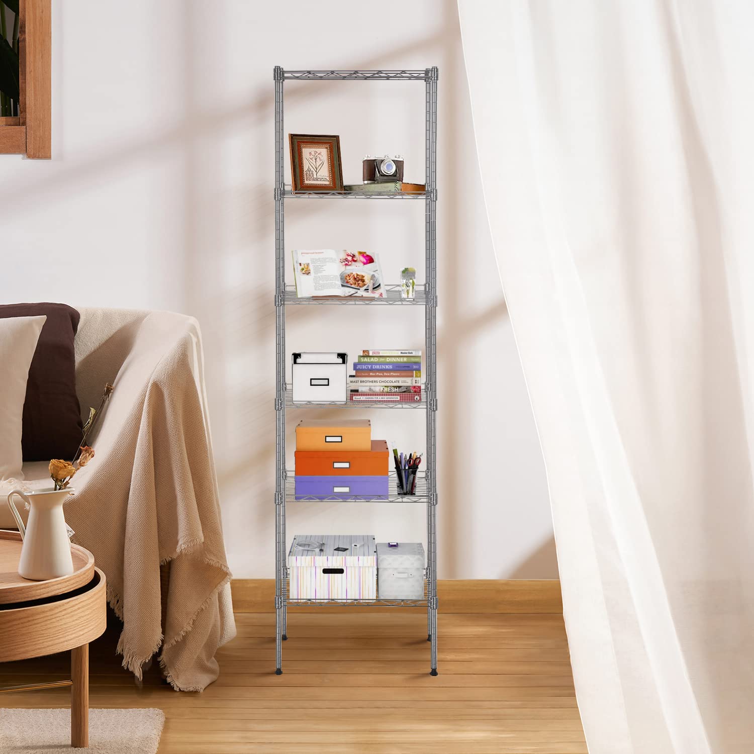 BestOffice Adjustable NSF-Certified Metal Shelf Wire Shelving Unit Storage for Small Places