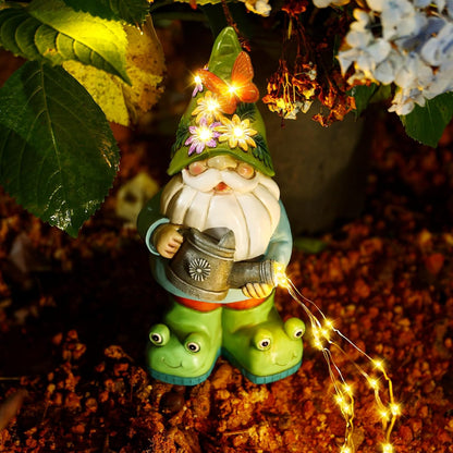 Solar Watering Can Gnome Light Waterproof - Funny Gnome Mother' s Day Gifts for Mom Women Solar Outdoor LED Lights Resin Large Garden Gnomes Statues Decor Lantern Figurines Decorations Indoor Porch