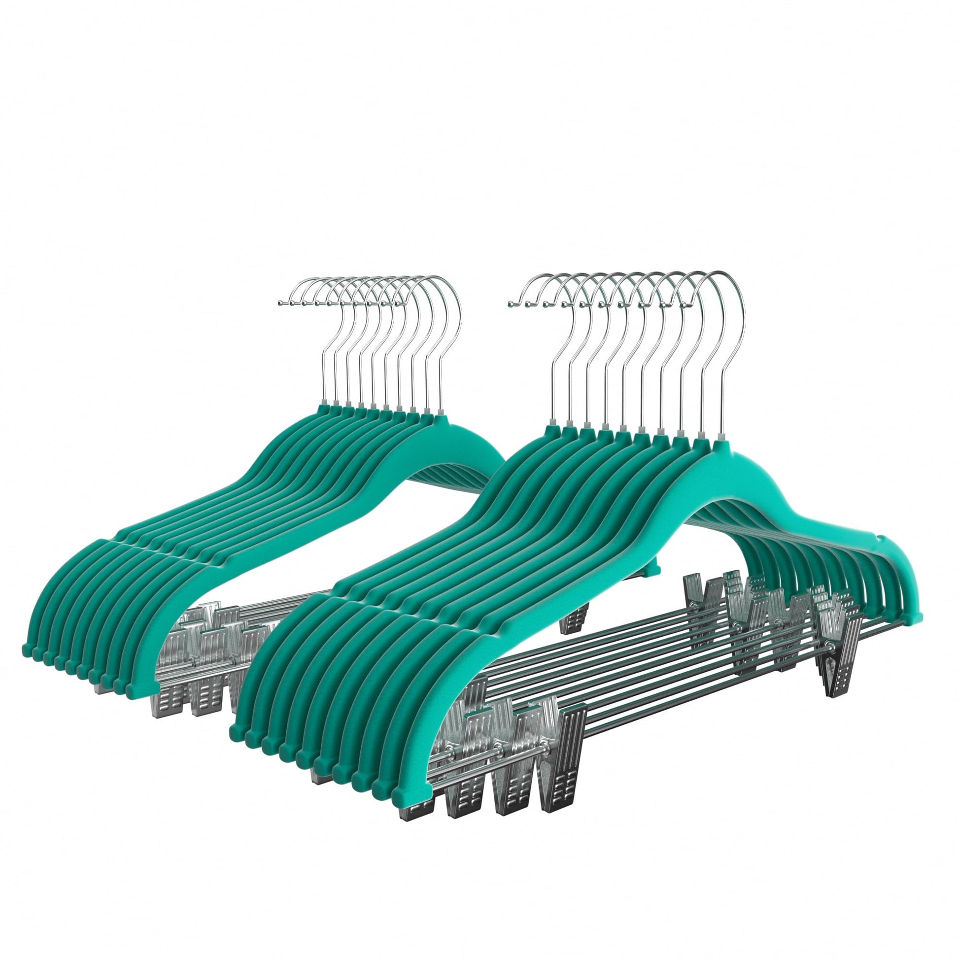 VECELO 20 Pack Velvet Clothes Hangers with Adjustable Clips,Heavy-Duty Non Slip & Space-Saving with