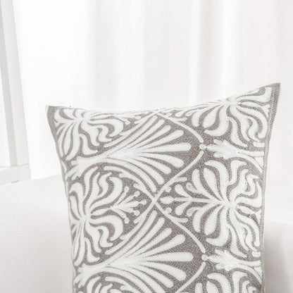 HWY 50 Grey Gray Decorative Lumbar Pillow Cover Rectangle 12x20 Inch (1 Piece), Embroidered Cotton Farmhouse Cushion Cover Pillow Case for Sofa Couch Living Room Bed, Minimalist Floral