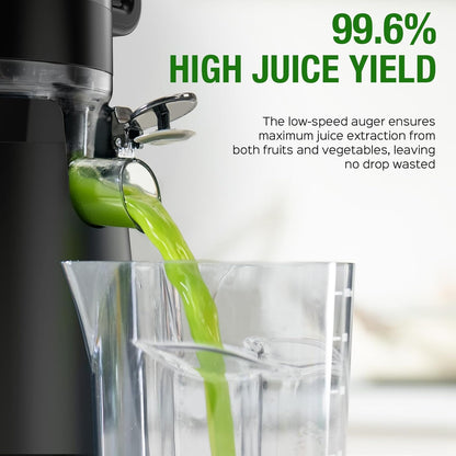Juicer Machines, TUUMIIST Cold Press Juicer with 5.3" Extra Large Feed Chute Fit Whole Fruits & Vegetables Easy to Clean, High Juice Yield, BPA Free (Black)