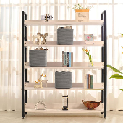 11 Inch Cube Storage Bins, Storage Cube Organizer Bins, Woven Cotton Rope Basket for Storage, Storage Baskets for Organizing Shelves, Grey Baskets for Toys Nursery, Grey (Pack of 3)