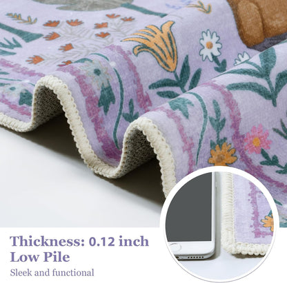 OJIA Animal Washable Area Rug 8x10, Boho Rugs for Living Room Playroom 8 x 10 Kids Bedroom Rugs, Non-Slip Ultra-Thin Indoor Large Floor Carpet for Dining Room Nursery Farmhouse