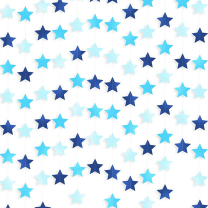 Patelai Glitter Star Garland Banner Decor 130 Feet Star Hanging Bunting Banner Twinkle Backdrop for Homecoming Classroom Wedding Birthday Halloween Christmas Party Supplies(Ocean Blue)