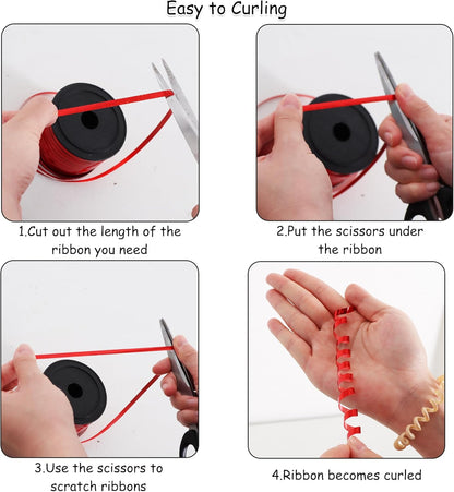 BEISHIDA Red Pink Silver Curling Ribbons Balloon String Ribbons - 3 Pack 100 Yards for Gift Warppping Valentine Day Birthday Christmas Party Decorations