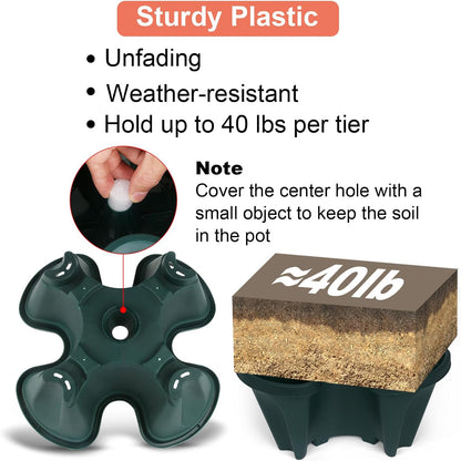 Vertical Planter 5 Tier Stackable Planters Garden Planters Strawberry Herb Flower and Vegetable Planter Indoor Outdoor Gardening Pots with Removable Wheels and Tools 2-Pack