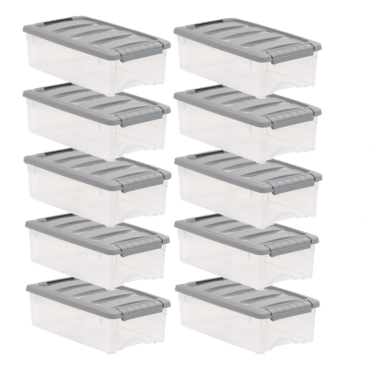 Amazon Basics Plastic Storage Containers with Secure Latching Lids, Stackable Organization Bins