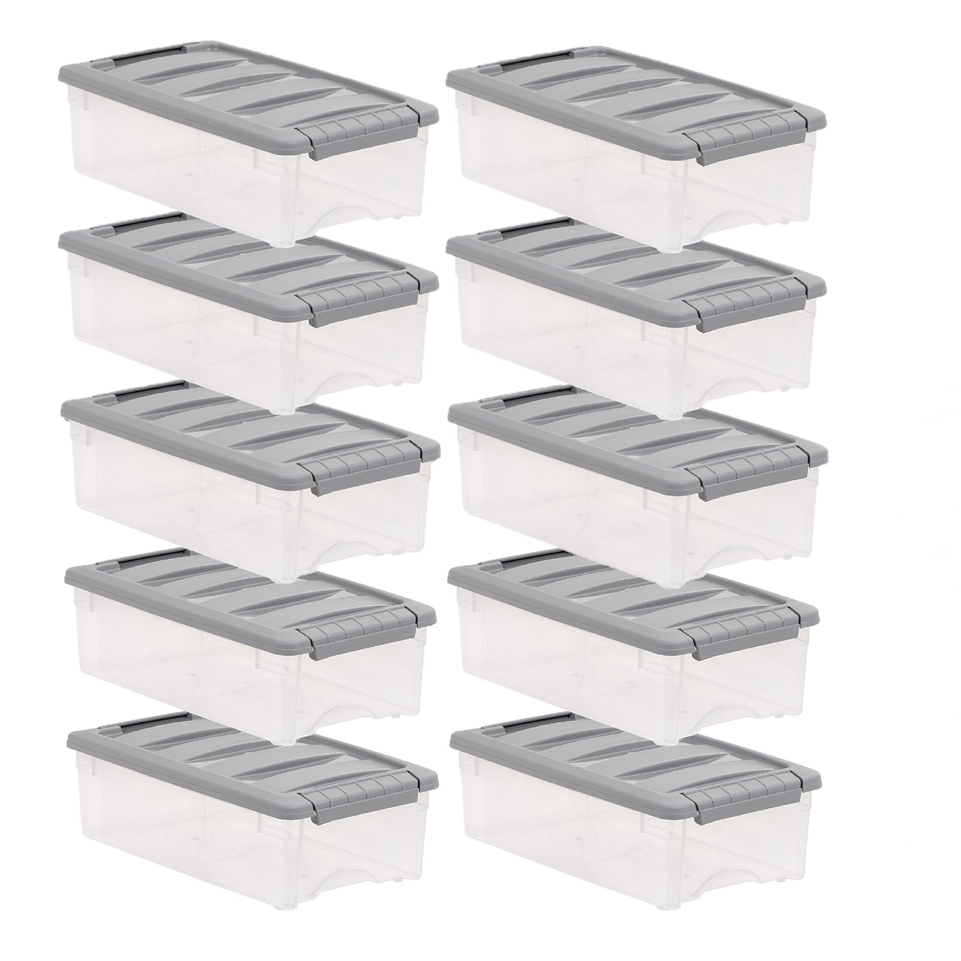 Amazon Basics Plastic Storage Containers with Secure Latching Lids, Stackable Organization Bins