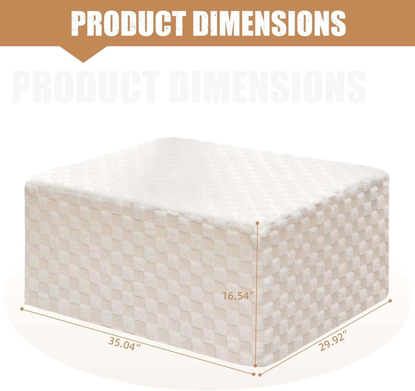 Hobestluk Rectangle Ottoman Memory Foam Footrest for Couch with Removable Cover Large Floor Seating for Adults Ottoman Coffee Table for Living Room, Bedroom or Office (Plush White, Footrest)