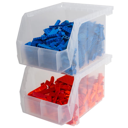ReadySpace Medium-Tall Stackable Plastic Storage Bins, 4-Pack, Clear