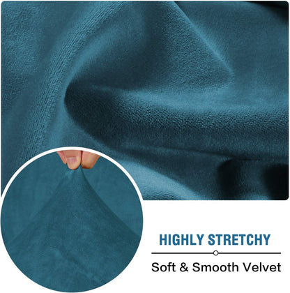 H.VERSAILTEX Velvet Stretch Couch Cushion Cover Plush Cushion Slipcover for Chair Loveseat Sofa Cushion Furniture Protector Seat Cushion Sofa Cover (2 Piece Large Sofa Cushion Covers, Deep Teal)