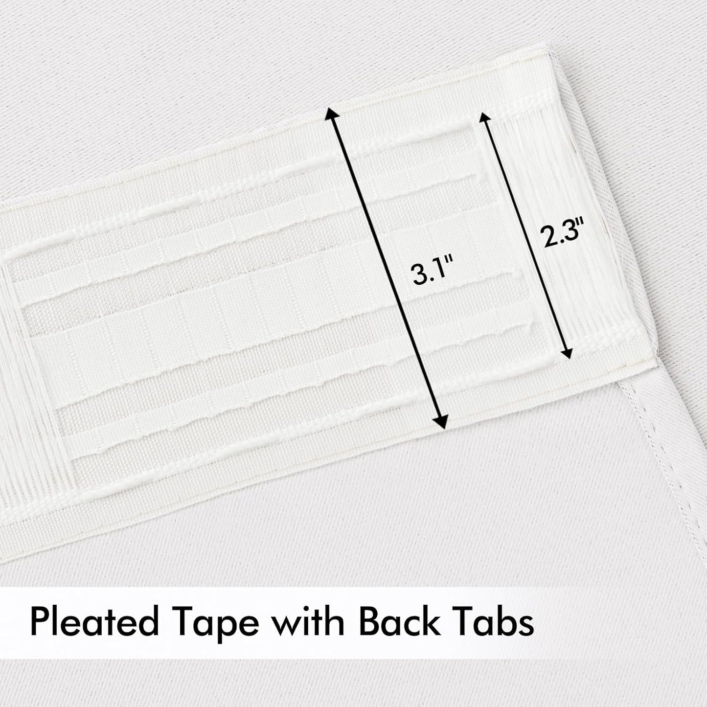MIULEE Pure White Back Tab Blackout Curtain 96 Inch Long 2 Panels Set for Bedroom, Rod Pocket/Pinch Pleat Thermal Insulated Living Room Darkening Pleated Light Blocking Floor to Ceiling Drape
