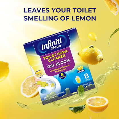Toilet Gel Stamp - 8 Packs Toilet Bowl Cleaner Gel with Automatic Click, Freshener for Toilet Maintenance, 3.4oz, 6 Month Supply (Lemon)