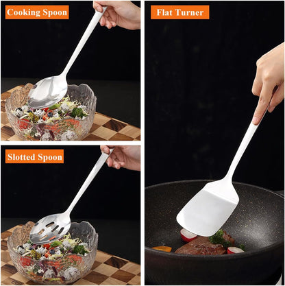 Homquen Stainless Steel Kitchen Utensils Set 4pcs, Cooking Utensils Set, Kitchen Tools Spatulas Set, Cooking Spoons, Home Essentials Kitchen Gadgets Accessories