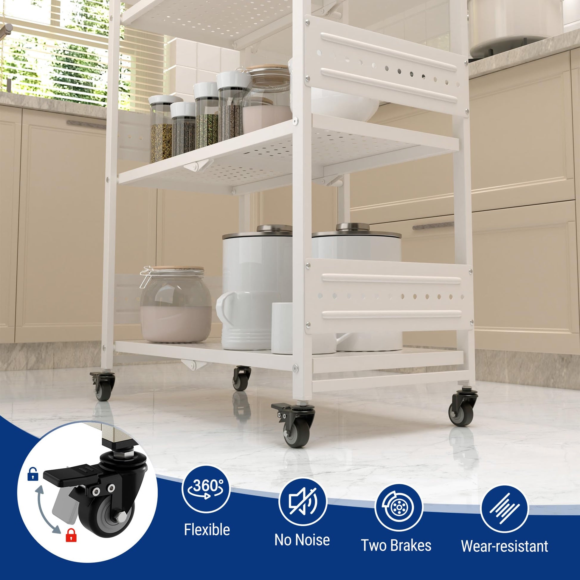 WORKPRO 5-Tier Folding Shelf, No-Assembly Metal Storage Rack with Wheels, 750 lbs Capacity (with