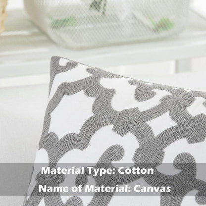 HWY 50 Grey Gray Decorative Throw Pillow Covers 18x18 Inch (1 Piece), Embroidered Cotton Farmhouse Cushion Cover Pillow Case for Sofa Couch Living Room Bed, Geometric