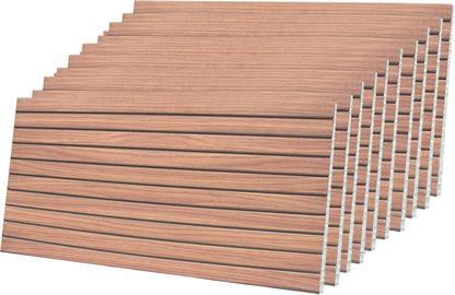 IZODEKOR 3D Wood Effect Styrofoam Wall Panels - Faux Wood Look Wall Panels for Living Room - Fake Acoustic Wood Slat Wall Panels - Pack of 10, Covers 50 sq ft.