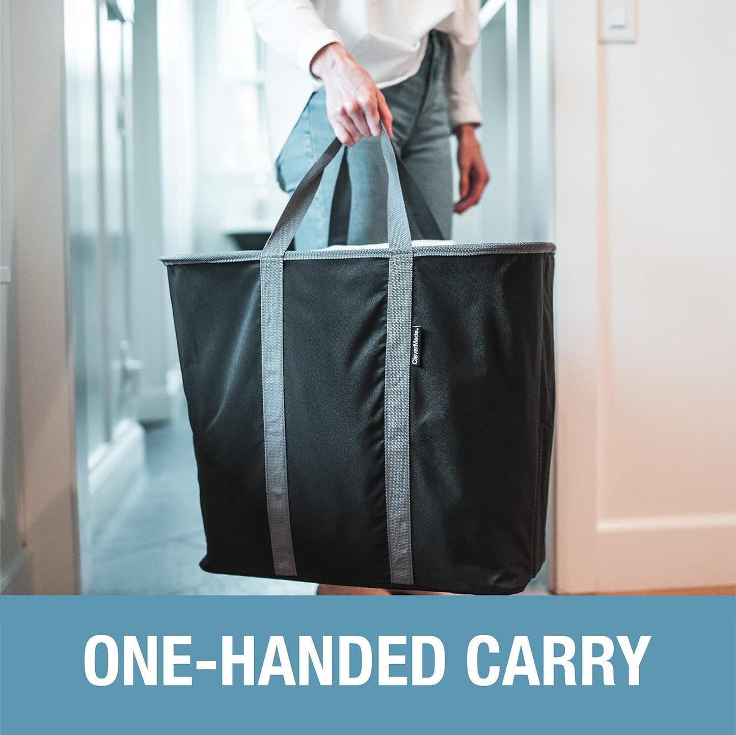 CleverMade Collapsible Laundry Caddy, 64L Pop-Up Hamper, 2 Pack, Charcoal