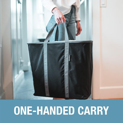 CleverMade Collapsible Laundry Caddy, 64L Pop-Up Hamper, 2 Pack, Charcoal