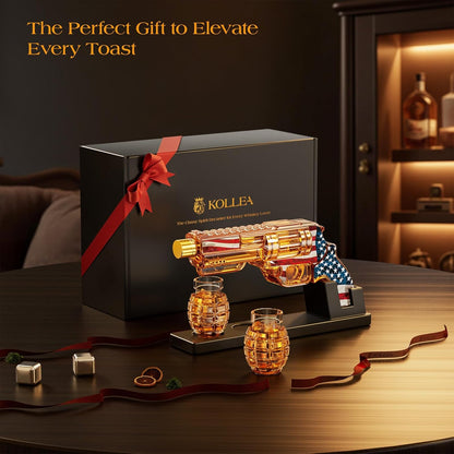 Birthday Gifts for Men Dad, Kollea Flag Whiskey Decanter Sets with Grenade Shot Glasses, Gifts Ideas for Brother, Holiday, Father, Husband, Boyfriend, Military Enthusiasts, Funny Anniversary Present