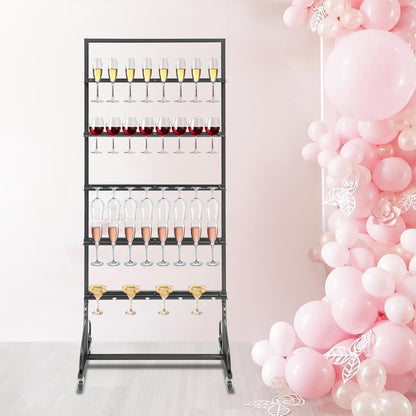 40 Slots Champagne Holder Stand for Party, Wine Glass Display Wall Holder, Stable Wine Glass Stemware Rack for Bar, Wedding, Party (Black)