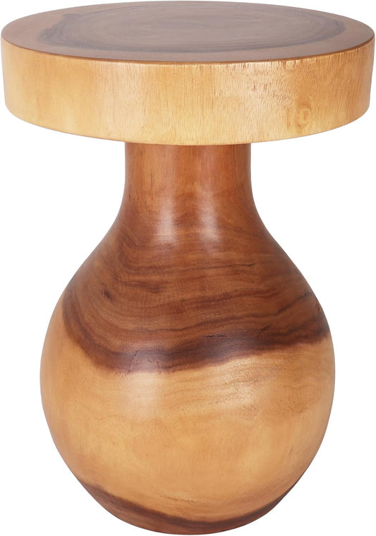 Rutledge & King Creston Wood End Table - Small Round Side Table - Suar Wood Side Table - Round
