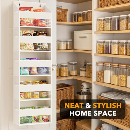 SpaceAid 1 Pack Over The Door Organizer with 5 Large Pockets and 10 Mesh Side Pockets, 5 Layers Door Organizer Hanging with Clear Window for Bedroom, Bathroom, Pantry and Nursery, White