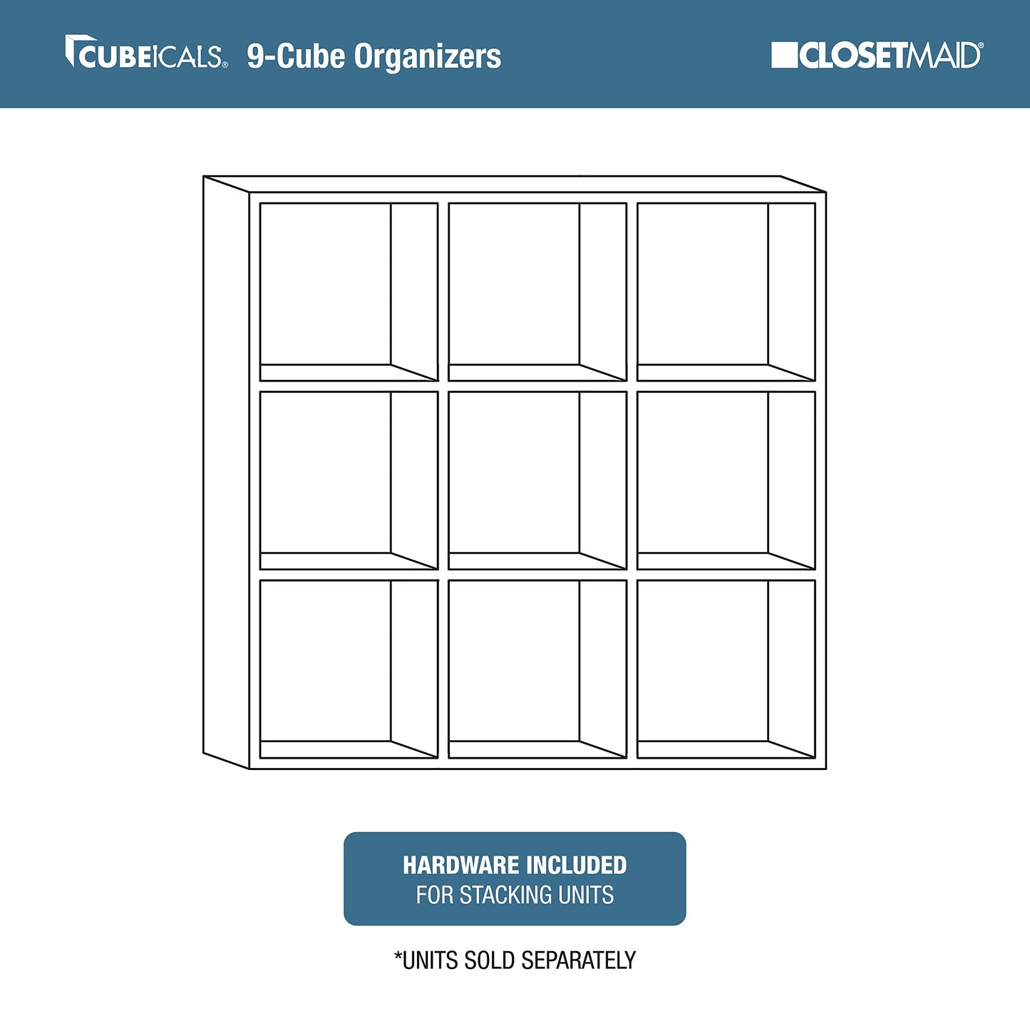 ClosetMaid Cubeicals 9 Cube Storage Shelf Organizer Bookshelf, Stackable, Square Shape, Easy