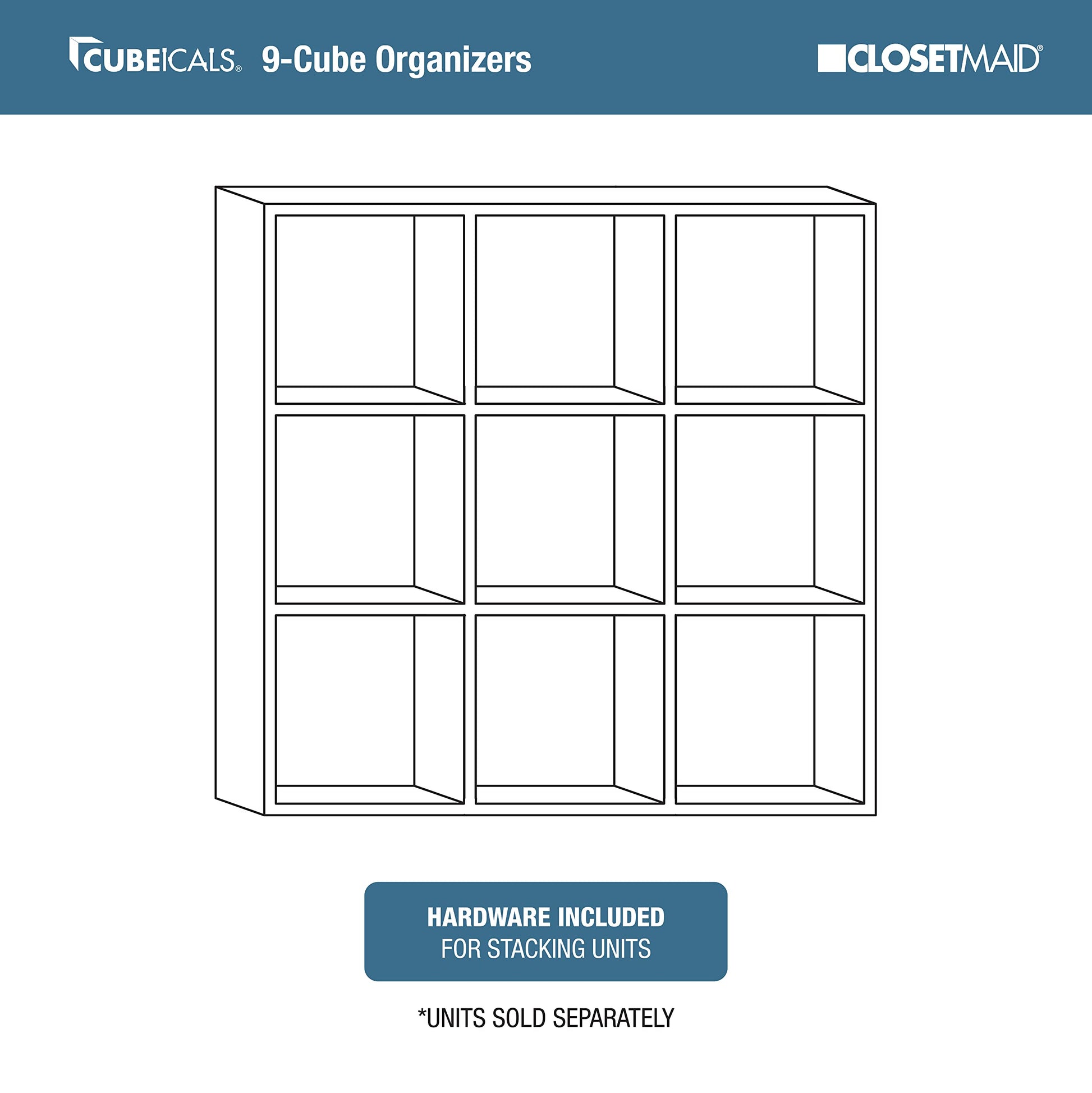 ClosetMaid Cubeicals 9 Cube Storage Shelf Organizer Bookshelf, Stackable, Square Shape, Easy