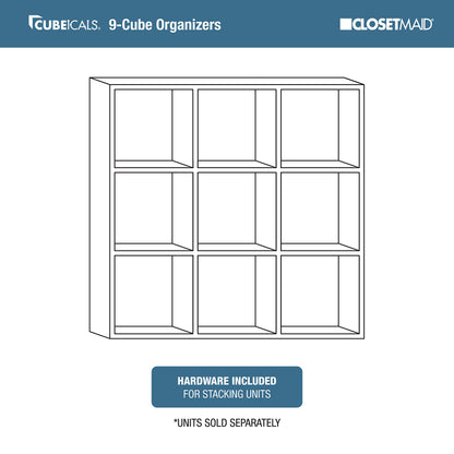 ClosetMaid Cubeicals 9 Cube Storage Shelf Organizer Bookshelf, Square Shape, Easy Assembly - Birch