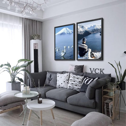 VCK 27x40 Solid Wood Poster Frames Set of 3, Exclusive Woodgrain Black Picture Frame, Wall Mounting Hanging