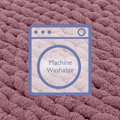 Bigacogo Chunky Knit Throw Blanket for Couch, 40x60 inches, 100% Hand Knitted with Thick Jumbo Chenille Yarn, Cozy Soft Large Rope Knot Cable Crochet Blankets for Sofa Bed Living Room, Burnt Rose