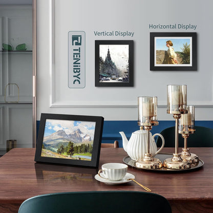 8x10 Picture Frame Set - 3 Pack, Textured Black Solid Wood, HD Tempered Glass, Gallery Photo Frame, Table or Wall Display