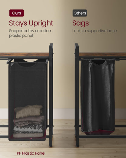 VASAGLE Laundry Hamper, Laundry Basket, Laundry Sorter with 3 Pull-Out and Removable Bags, Shelf