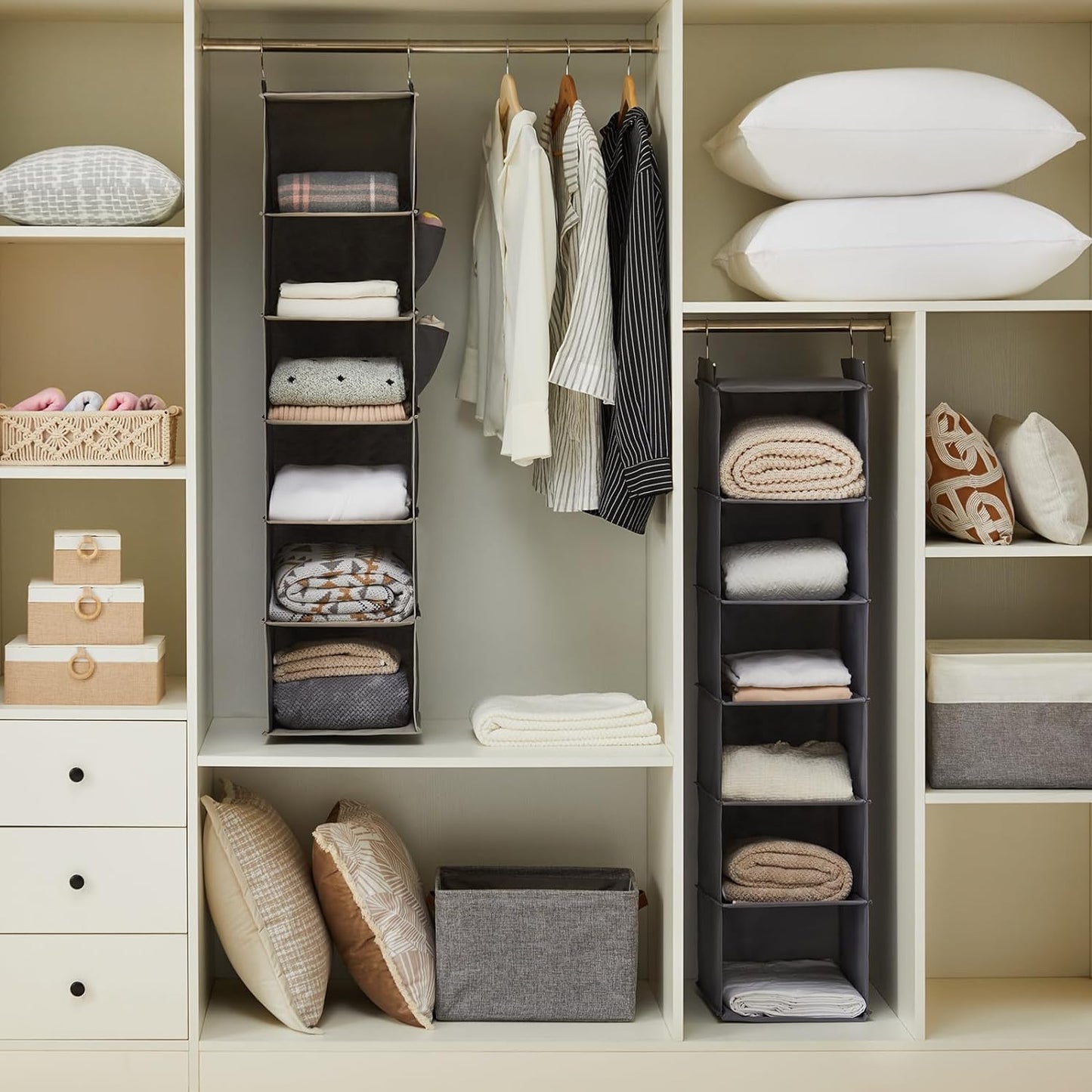 YOUDENOVA Hanging Closet Organizer and Storage, 6-Shelf, Grey