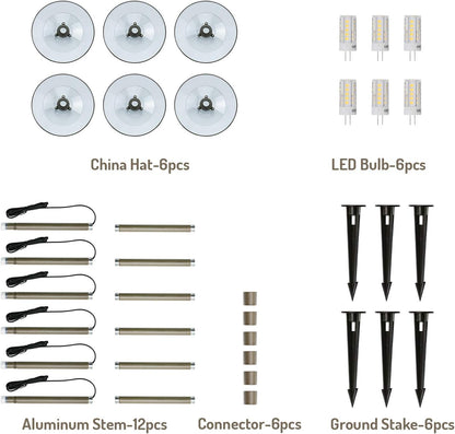 3W LED Landscape Lights Landscape Lighting Low Voltage Outdoor Pathway Lighting Replaceable LED Bulb 3000K Aluminum housing with ABS Ground Stake for Yard Patio Driveway Bronze, Pack of 6