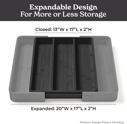 SMIRLY Silverware Drawer Organizer – Bamboo Kitchen Drawer Organizer, Adjustable Utensil Holder and Cutlery Tray, Drawer Dividers for Flatware and Kitchen Utensils