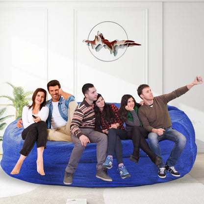 Bean Bag Chair for Adults 8FT,Soft Removable Cover for Teens/Girls Bedroom,Fluffy Giant Round Floor Beanbag Lounger Chairs (No Filler,Sapphire)