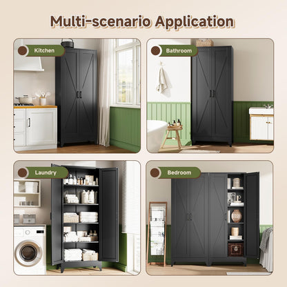 Letaya Storage Cabinet,75" H Metal Kitchen Pantry Cabinets with Doors and Adjustable Shelves,Pantry Organizers for for Cupboard/Dining/Bathroom/Office/Garage Room,Black