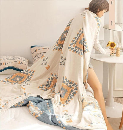 Spring Blankets Cotton Throw Blanket 60''x 80'' Muslin Blanket for Couch Bed Chair,Cozy Soft Bed Cotton Quilted Boho Quilts Blanket Gifts for Women